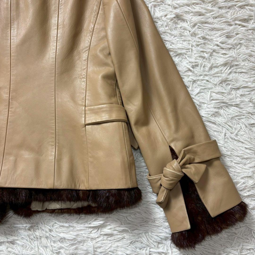 インゲボルグ　レザージャケット　ミンクファー　ライナー付き　リボン