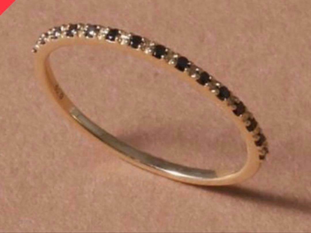 【新品】Lilas ブラックダイヤハーフエタニティリング　10号