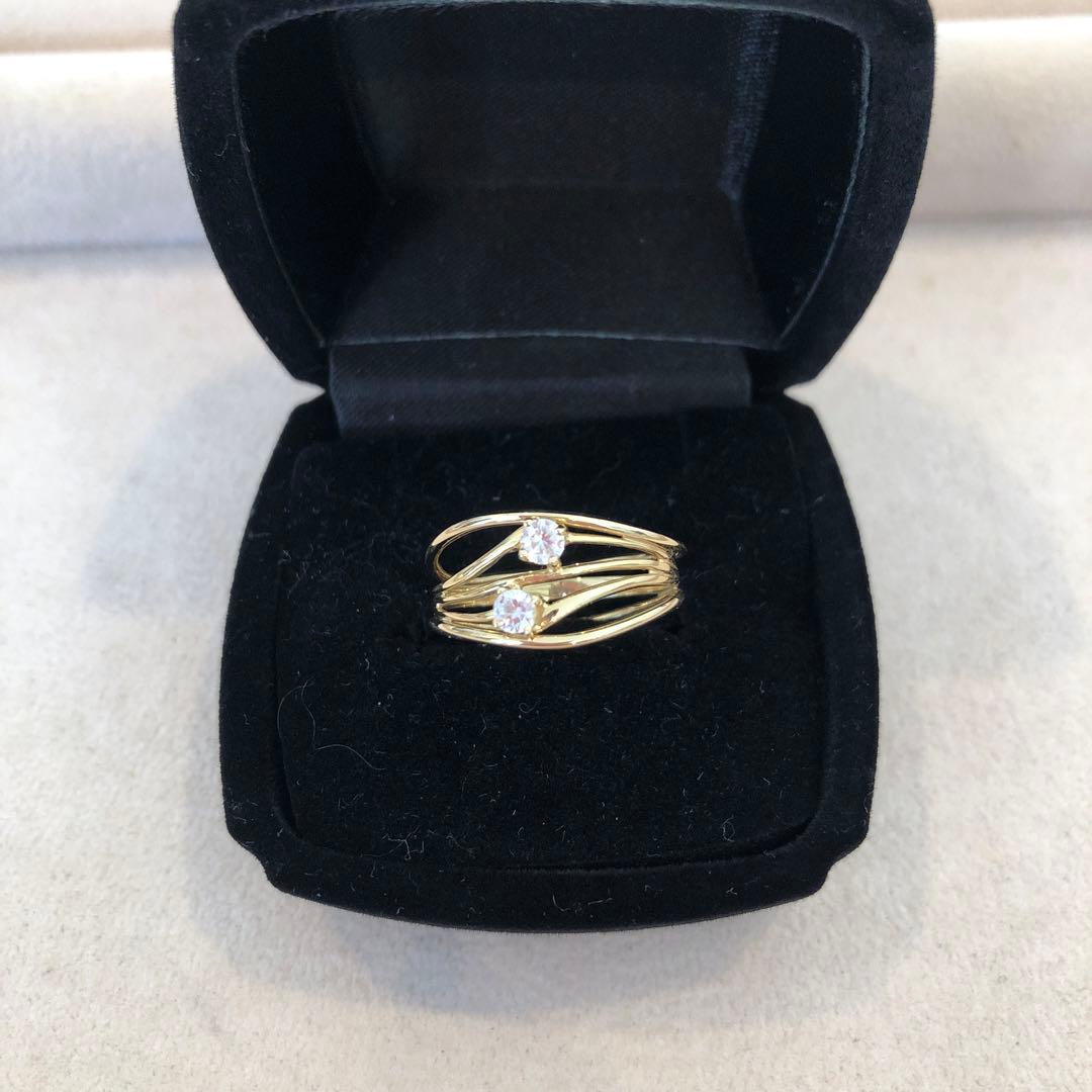 専用⭐︎K18YG 天然ホワイトジルコン リング ITALY GSTV