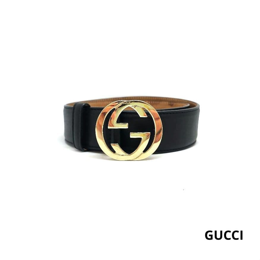 GUCCI　グッチ　 ブラック　レザー ベルト　GG