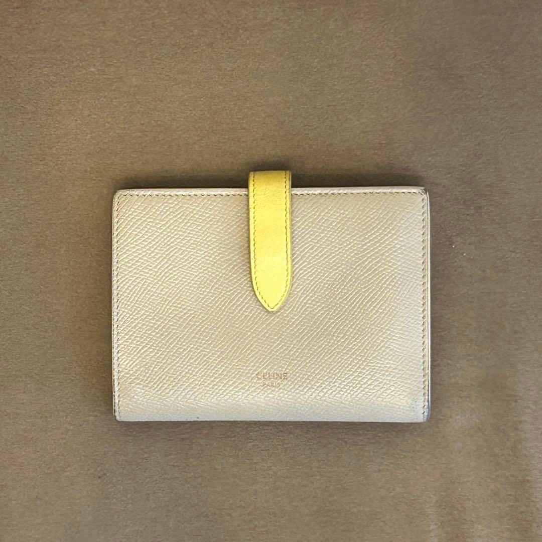 CELINE 二つ折り財布 ベージュ/イエロー