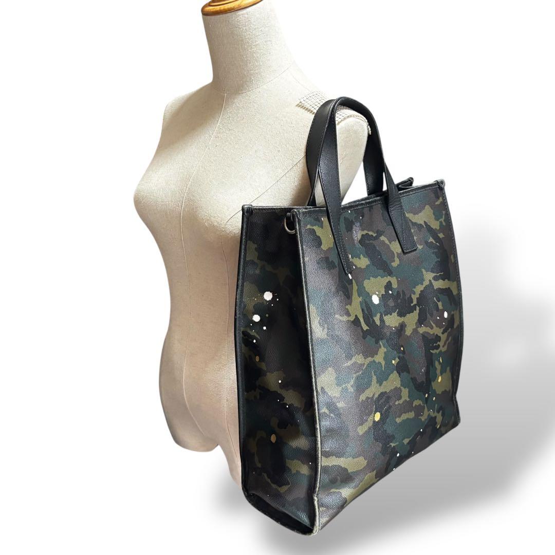 【ヴィンテージ】ジャンティバンティ　カモフラ柄　ハンドバッグ　PVC レザー　黒