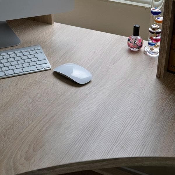 《新品・送料無料》パソコンデスク コーナー 書棚付き オーク L字型 机 オーク