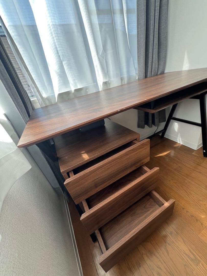 ダークウッド 引き出し付きパソコンデスク