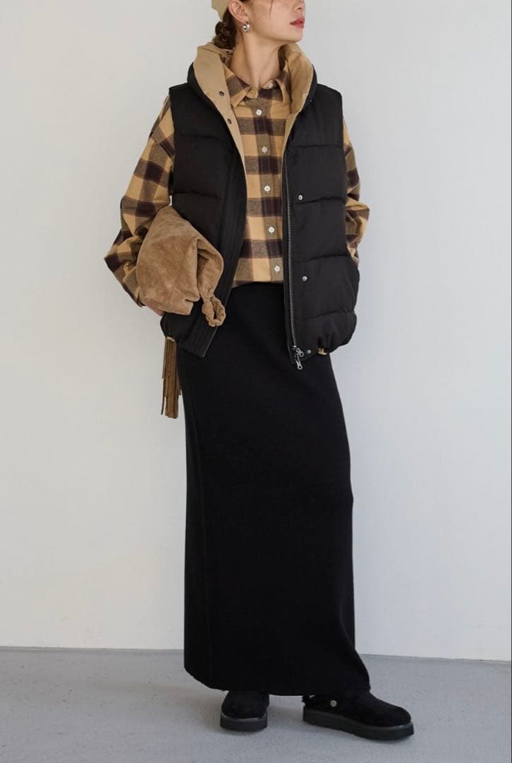 【新品未使用】BAYFLOW リバーシブルパファーベスト　ブラック×ベージュ M