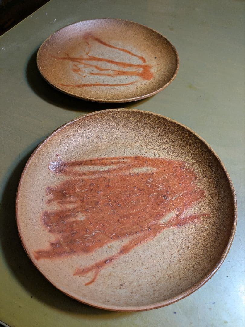 備前焼　和に栄幸　24センチ平皿 ２客　金重陶陽最後の弟子