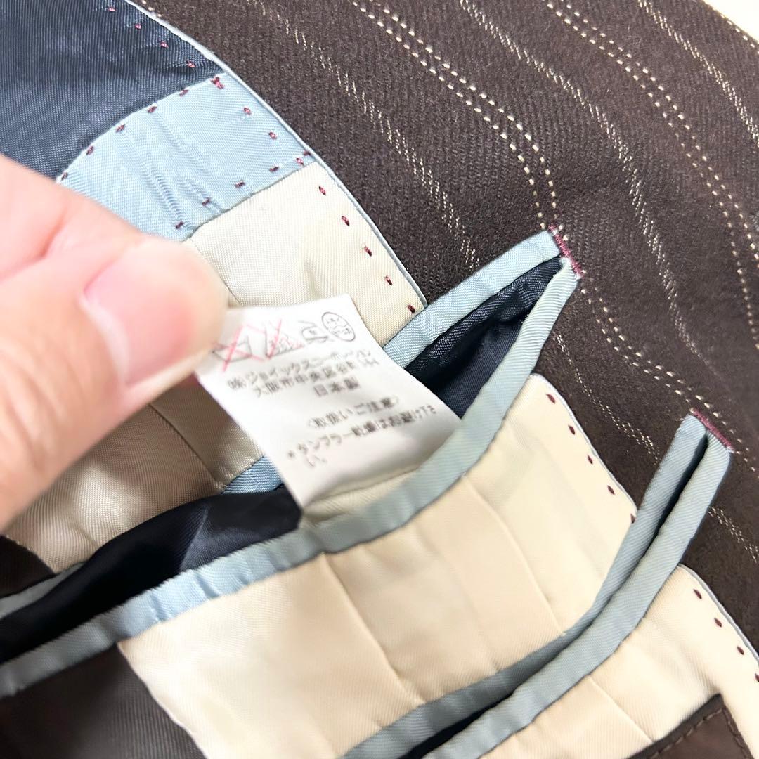 美品　ポールスミスコレクション　ウールチェスターコート　ブラウン　ストライプ