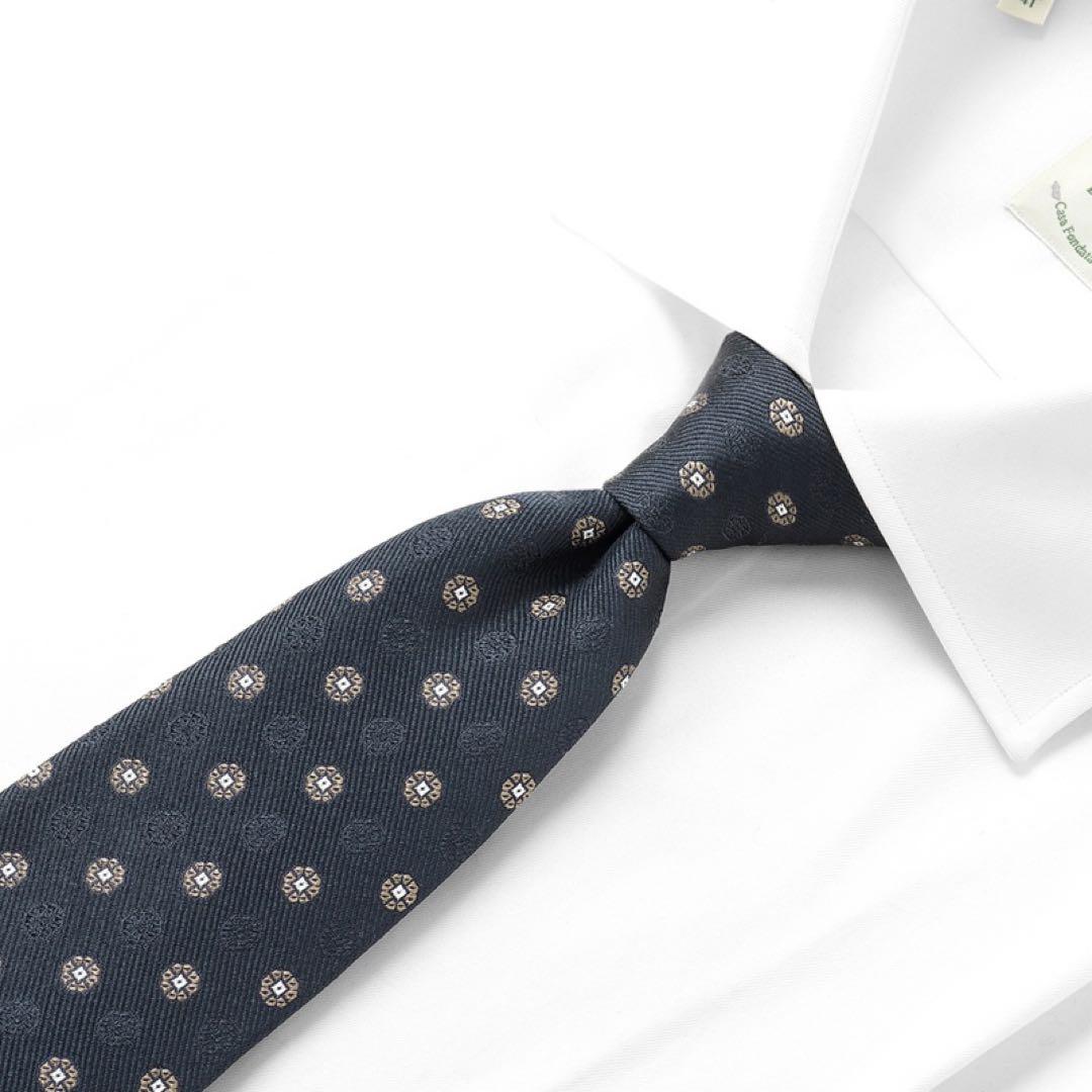 【LUIGI BORRELLI】 ルイジ・ボレッリ シルクツイル小紋柄ネクタイ