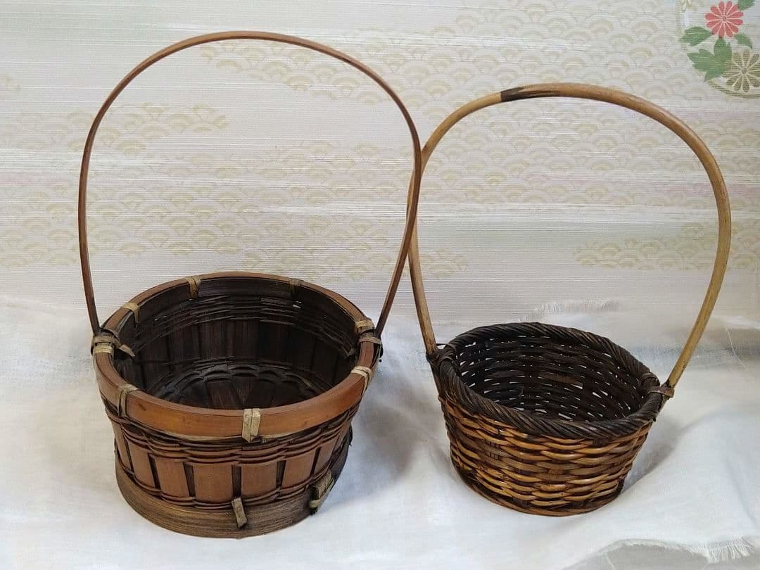バスケット　編み籠　籠　インテリア雑貨　ガーデニング　アンティーク風　レトロ風