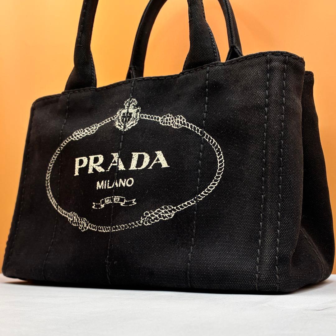 【美品✨】PRADA カナパ ミニ トートバッグ ハンドバッグ キャンバス 黒