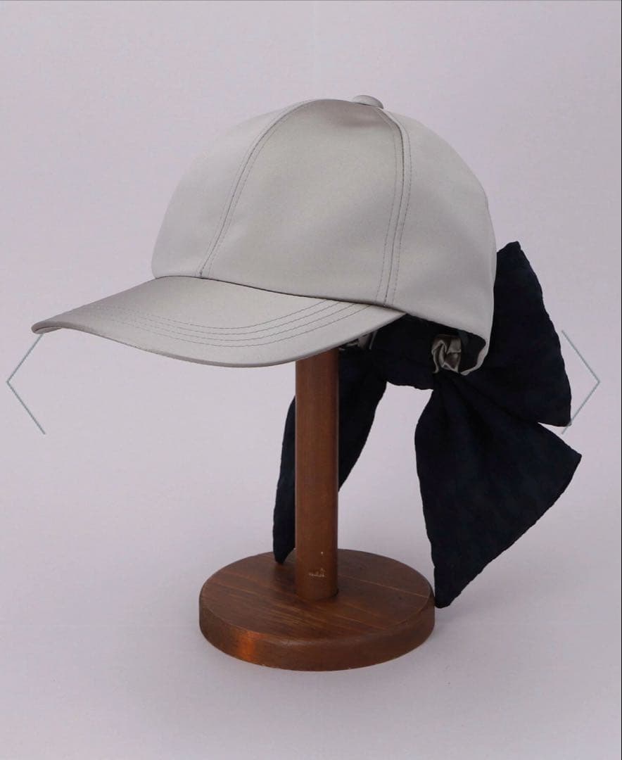 CA4LA カシラ HILDA 3 サテン レースバックリボンキャップ　グレー