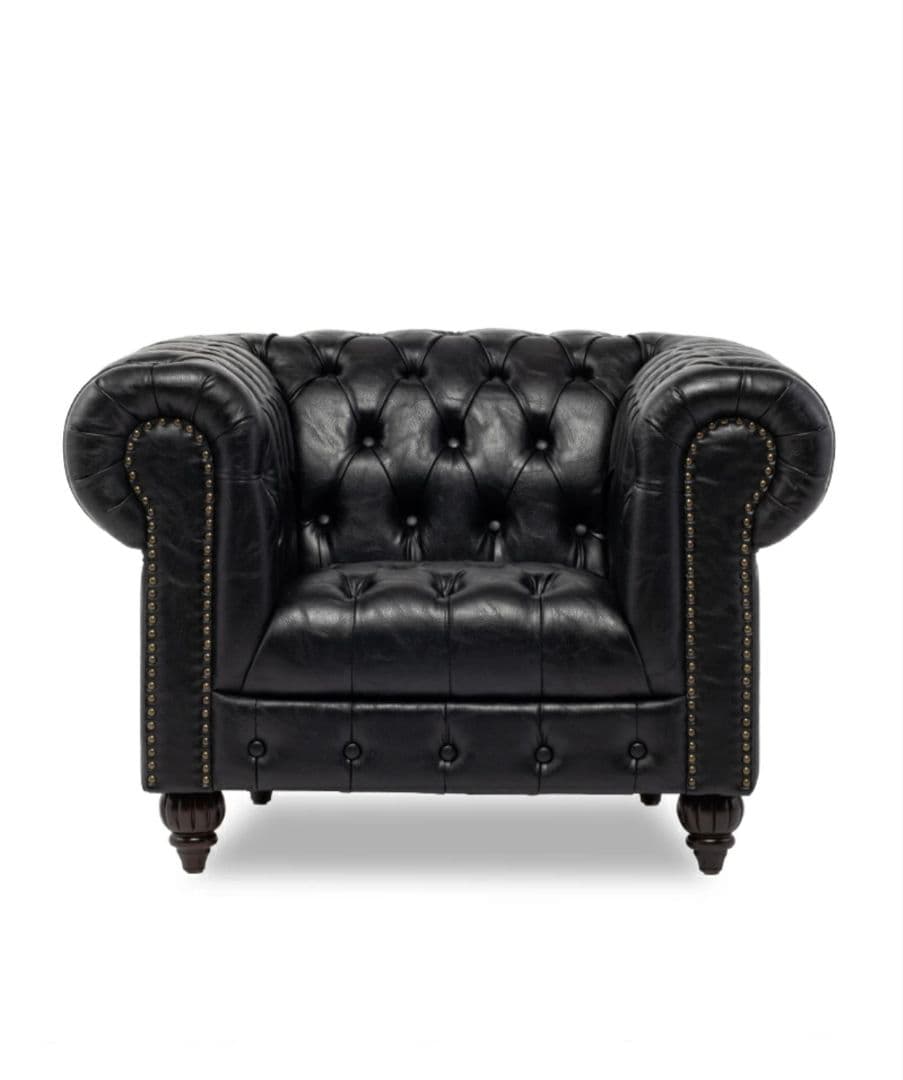 Clubman クラブマン 1人掛け ソファ 1P ブラック アンティーク調